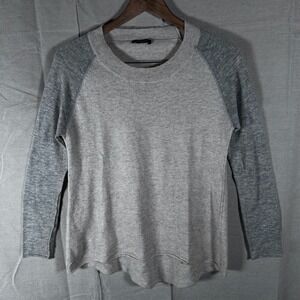 Kerisma Womens Raglan Knit Sweater Grey Crew Neck High Low Hem Relaxed Fit Small